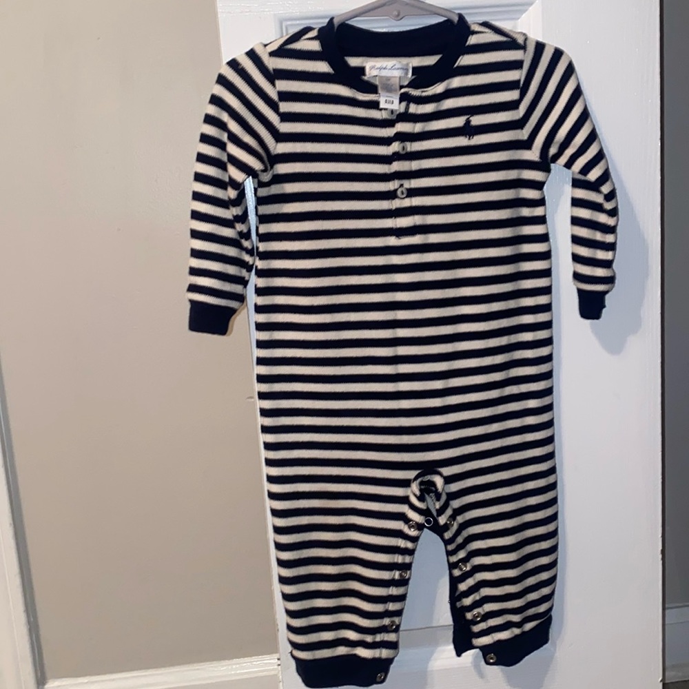 Ralph Lauren navy blue and white stripe one piece